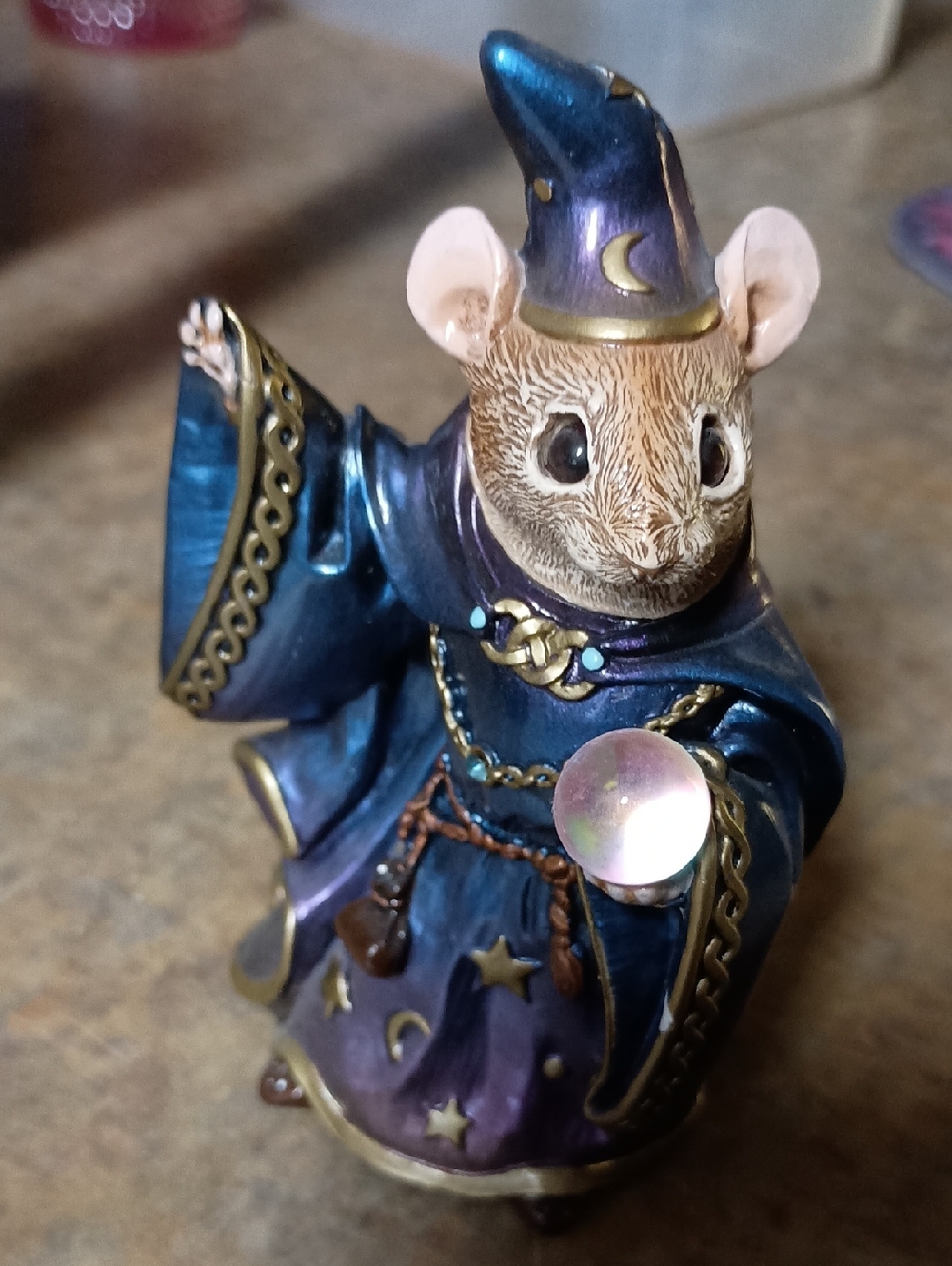 M Pena Wizard Mouse Figurine in Peacock